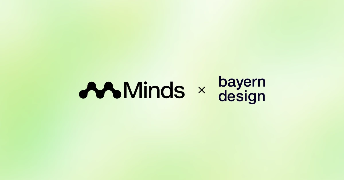 Minds x bayern design，背景为 Minds 黄绿色渐变